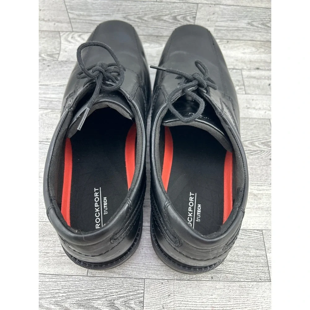 Rockport Mens Black Leather Square‎ Toe Lace Up Dress Shoes Size 15W